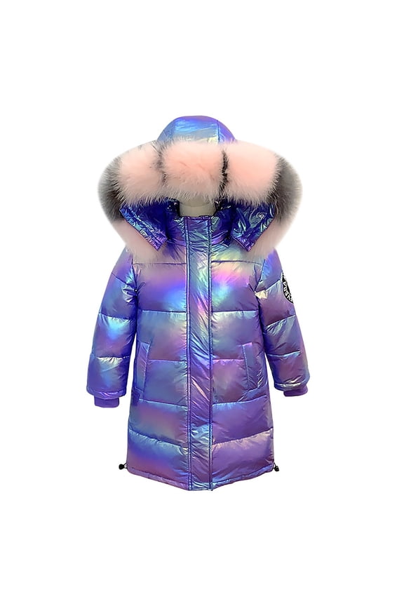 Children's Winter Down For Girls Korean Colorful Mid Length Thickened Coat For Middle And Large Children And Boys