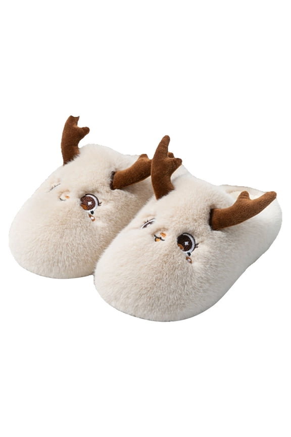 Christmas Reindeer Slippers for Women Men Comfortable Plaid Scuff Cozy Memory Foam Slides Cartoon Furry Cute Slippers for Indoor Outdoor Use Sandals Slides