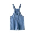 thumbnail image 1 of XIMIN Classic Denim Overall Shorts - Adjustable Strap Jean Short Overalls with Chest Pocket for Boys Girls (Blue, 11-12 Years), 1 of 4