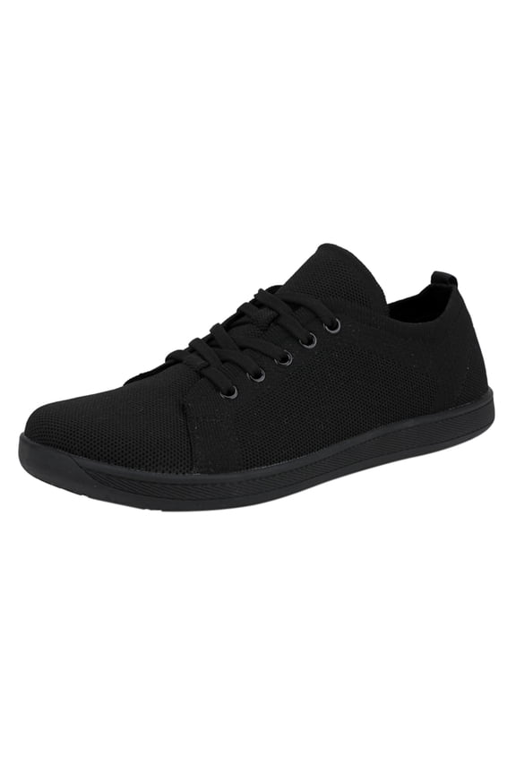 Couple Solid Color Wide Head Outdoor Barefoot Zero Drop Sole Minimalist Shoes Breathable Comfortable Mens Sneaker Casual Shoes with Arch Support (7.5, Black)
