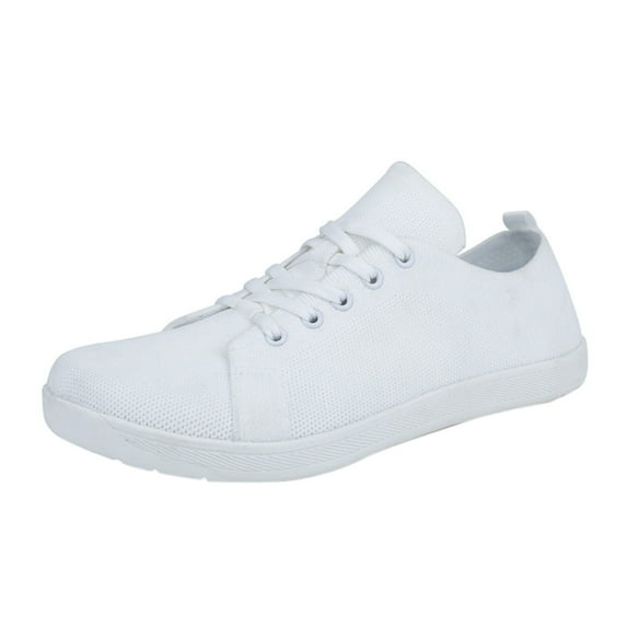 XIMIN Couple Solid Color Wide Head Outdoor Barefoot Zero Drop Sole Minimalist Shoes Breathable Comfortable Mens Sneaker Casual Shoes with Arch Support (8, White)