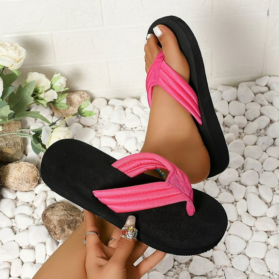 XIMIN Creative Flip Flops - Funny Beach Sandals with Hidden Design - Quick-Dry Slides for Men Soft Top Rubber with Neoprene Strap and Backstrap (6.5, Pink)