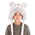 thumbnail image 1 of XIMIN Cute Cartoon Bear Ears Hat for Kid Girls Ear Protection Furry Faux Fur Beanie Hat kiing Climbing Hat Winter Fashion Warm Outdoor Ear Flaps Ski Hat, 1 of 4