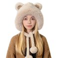 thumbnail image 1 of XIMIN Cute Cartoon Bear Ears Hat for Kid Girls Ear Protection Furry Faux Fur Beanie Hat kiing Climbing Hat Winter Fashion Warm Outdoor Ear Flaps Ski Hat, 1 of 4