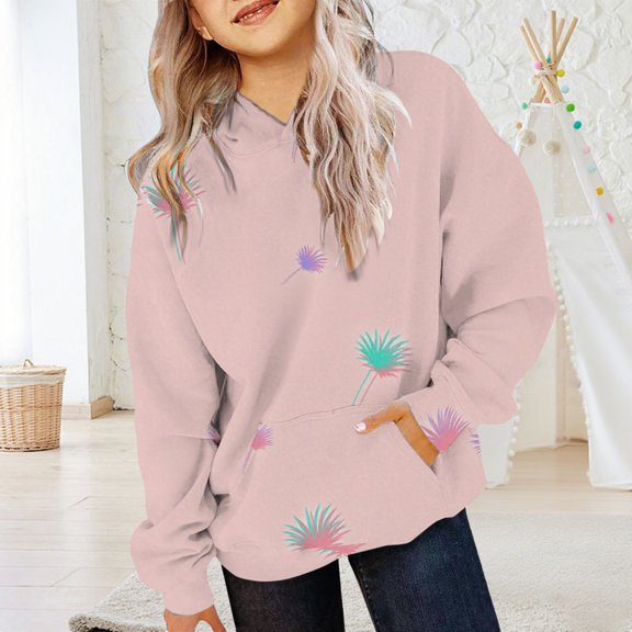 XIMIN Cute Hoodies Teen Girls Y2k Preppy Floral Graphic Sweatshirt Dandelion Print Baggy Aesthetic Hoodie Y2k Trendy Clothes Oversized Hooded Streetwear