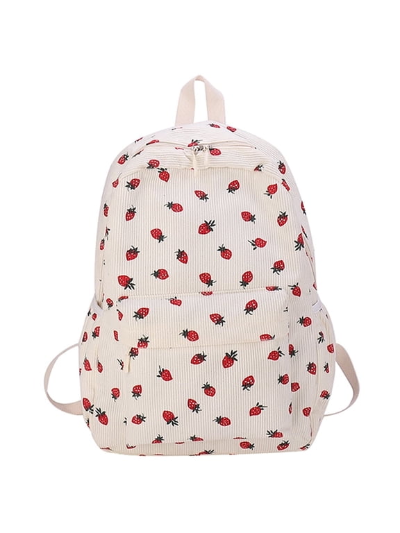 Cute Strawberry Backpack Kawaii Aesthetic Backpack Waterproof Casual Daypack College Laptop Backpack for Women Fashion Travel Daypack