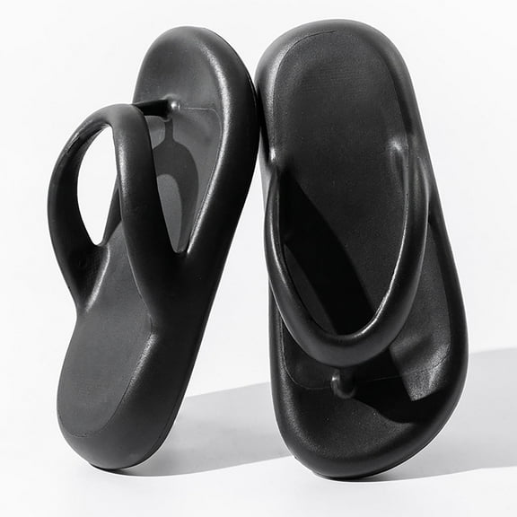 XIMIN EVA Womens Flip Flops Sandals Indoor Outdoor Two Wear Platform Fashion Simple Sandals Flip Flops Slip on Sport Summer Beach Slippers (7, Black)