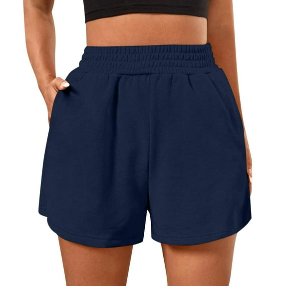 XIMIN Female Sweat Shorts for Soccer Running Shorts for Women Casual Elastic Band High Waisted Shorts Baggy Shorts with Pockets