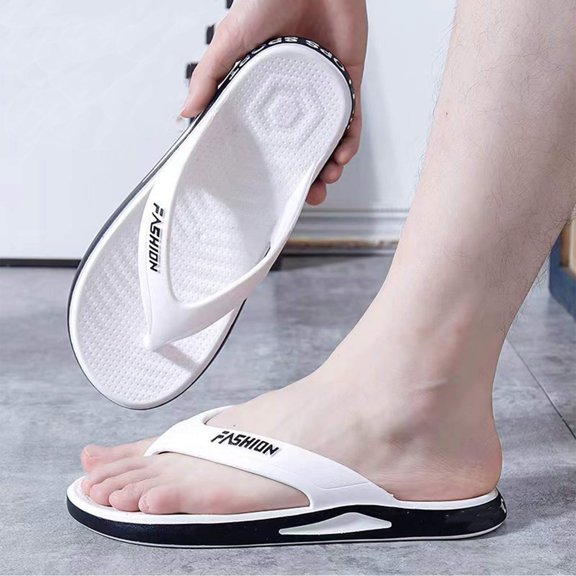 XIMIN Four Seasons Slippers Home Non Slip Thick Soled Shower Sandals Versatile with Arch Support Bear Feet Simple Mens Memory Foam Slippers (10, White)