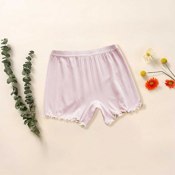 XIMIN Girl Dance Bike Play Panties Toddler Girls Insurance Thread Ribbed Striped Stretchy Underpants Double Layer Front Crotch Summer Solid Color (7-8 Years, Purple)