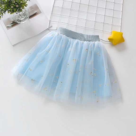 XIMIN Girl Tulle Tutu Skirt - Stylish Mesh Skirt with Glitter Gold Cherry & Heart Accents, Stretchy Elastic Waist - Fluffy & Lightweight, Ideal for Dress-Up, Parties, Dance Events & Daily Outfits