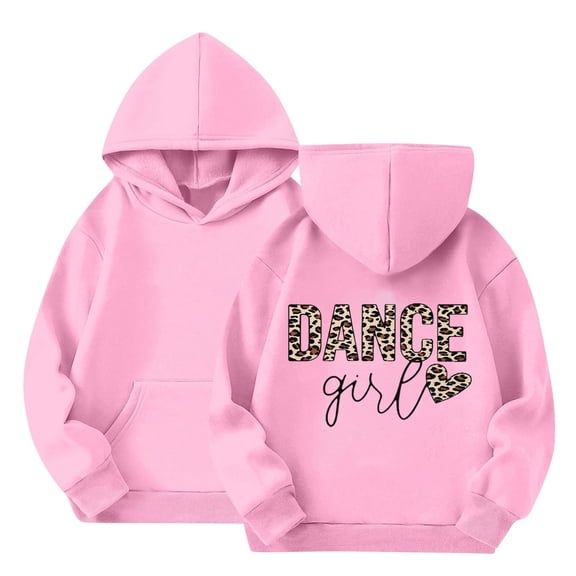 XIMIN Girl's Cute Letter Cheetah Leopard Hoodies Long Sleeve Pullover Tops Preppy Casual Cute Pullover Tops Cute Clothes Sweatshirts Hoodies