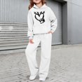 thumbnail image 1 of XIMIN Girls Boys 2 Piece Sweatsuit Lounge Set Long Sleeve Heart Graphic Oversized Tracksuit Preppy Aesthetic Clothing Set Pullover Hoodie and Sweatpants Sets, 1 of 6