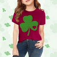 thumbnail image 1 of XIMIN Girls Boys Heart-Inlaid Clover Kids' Short-Sleeve T-Shirt - Distressed Green Graphic, Comfy Soft St. Patrick's Day Lucky Charm Top, 1 of 6