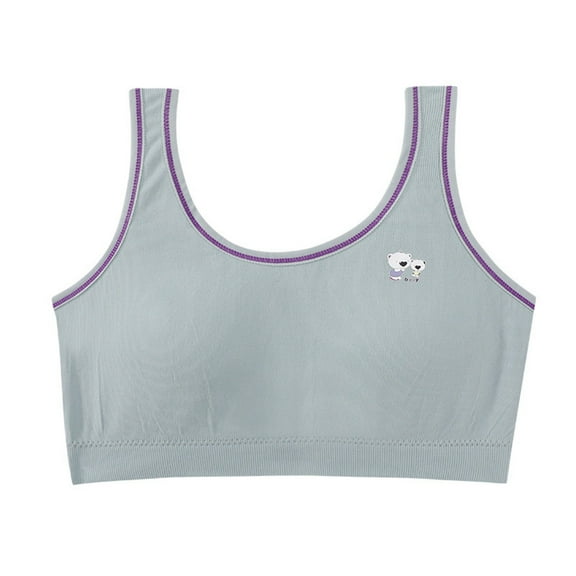 XIMIN Girls' Cotton Built Up Stretch Sports Seamless Bra Solid Sport Vest GIRL Sport Bras with Removable Padding for Teens & Women Girls Under Girl (12-16 Years, Blue)