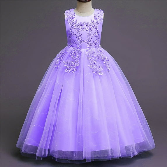 XIMIN Girls Lace Bridesmaid Dress Flower Kid Long A Line Wedding Pageant Dresses Tulle Party Formal Dress Ball Gown Toddler Princess Pageant Evening Dresse