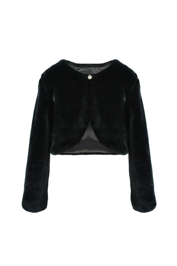 Girls Long Sleeve Cardigan Cotton Wedding Party Dress Coat Faux Fur Jacket Open Front Shrug Long Sleeve Top Cute Jacket Princess Cape Cardigan Outwear