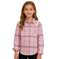 thumbnail image 1 of XIMIN Girls Long Sleeve Flannel Shirt Kids Buffalo Plaid Button Down Casual Cute Blouse Tops for Fall Winter, 1 of 9