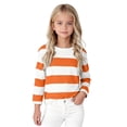 thumbnail image 1 of XIMIN Girls Long Sleeve T-Shirts Striped Classic Cotton Blend Crewneck Tee Soft Everyday Basic Top for Kids Toddler, 1 of 7