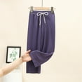 thumbnail image 1 of XIMIN Girls Loose Straight Long Lounge Pants Petite Cotton Gauze Pants Elastic Waist Plain Wide Leg Lightweight Sweatpants with Pockets Kids Fall School Casual Trousers, 1 of 7