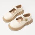 thumbnail image 1 of XIMIN Girls Platform Mary Jane Flats Summer Round Toe Soft Sole Non-Slip Cute Comfortable Toddler Princess Dress Flats for School Kids (Beige, 4.5-5 Years), 1 of 8