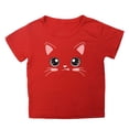 thumbnail image 1 of XIMIN Girls Summer Loose Casual Trendy Cute Funny Lazy Easy Cat Printed Short Sleeve Round Neck T Shirt Top Kids Graphic Premium Tee (4-5 Years, Red), 1 of 4
