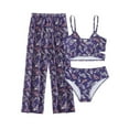 thumbnail image 1 of XIMIN Girls Swimsuit 3 Piece Bikini Bathing Suit Tropical Floral Swimwear with Cover Up Pants 8 11Y with Swimsuit with Coverup Pants, 1 of 5