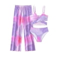 thumbnail image 1 of XIMIN Girls Swimsuit 3 Piece Bikini Bathing Suit Tropical Floral Swimwear with Cover Up Pants 8 11Y with Swimsuit with Coverup Pants, 1 of 5