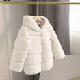 thumbnail image 1 of XIMIN Girls Warm Hooded Faux Fur Jacket Coat Plush Sherpa Teddy Thick Furry Coat with Hood Toddler Winter Coats Snowsuit Warm Fuzzy Jackets Trendy Outerwear, 1 of 3