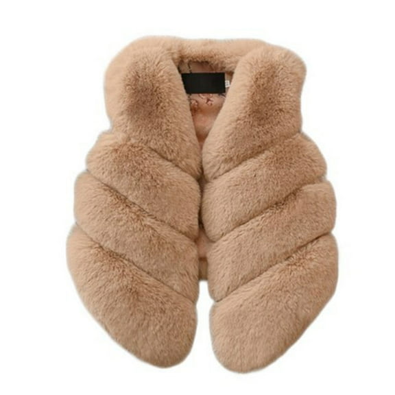 XIMIN Girls Winter Warm Short Faux Fur Outwear Coat Jacket Vest Cute Toddler Kid Soft Gilet Sleeveless Fleece Fuzzy Gilet Outerwear Fall Waistcoat