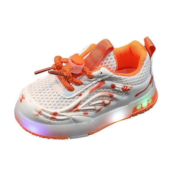 XIMIN Girls and Boys Spring Summer and Autumn Children's Mesh Breathable Small and Medium Children's Toddler Shoes Flashing Light Casual Sports Shoes