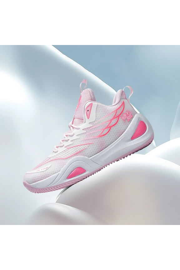 High-Top Basketball ShoesWear-Resistant Graffiti Design Shoes Non Slip Fashion Sneakers Breathable Unisex-Adult Outdoor Sport Shoe for Womens Mens (8.5, Pink)