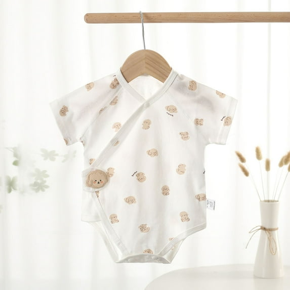 XIMIN Infant Baby Cute Animal Graphic Side Snap Romper Cute Long Sleeve Bodysuits Onsie Newborn Boys Girls Cotton Basic Pattern Jumpsuit