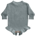 thumbnail image 1 of XIMIN Infant Baby Girls Ruffled Knit Romper Crewneck Long Sleeve Thick Basic Plain Cute Sweater Bodysuit Fall Winter Warm Pullover Jumpsuit, 1 of 6