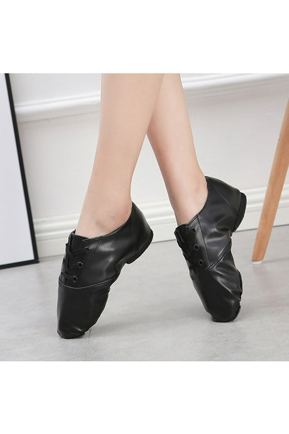Jazz Boots Dance Shoes High Top Black Jazz Shoes Lace Up Premium Leather Dancing Shoes Flat Split Sole Over Ankle Boots for Women and Men (13-13.5 Years, Black)