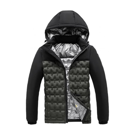 XIMIN Kid Boy's Autumn and Winter Season Thick Fleece Imitation Down Jacket Hooded Hiking Camping Climbing Coat Full Zipper Windproof and Warm Insulation