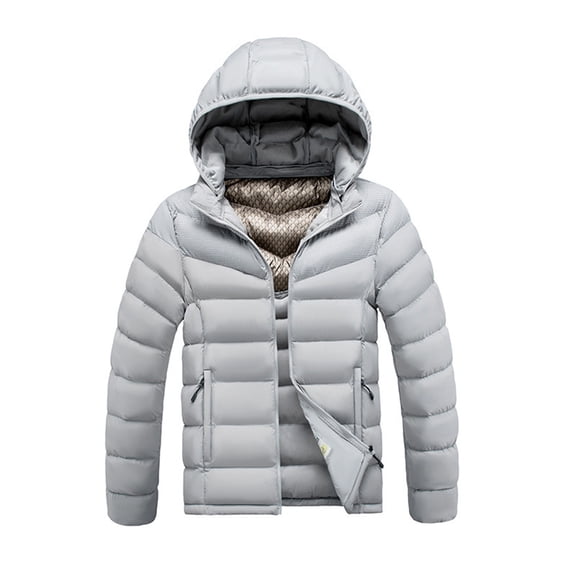 XIMIN Kid Boy's Winter Warm Cotton Down Coat Zipper Front Thickened Hooded Coat Overcoat Solid Color Slim Fit Parkas Casual Outdoor Comfortable Outerwear