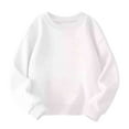 thumbnail image 1 of XIMIN Kid Boys Girls Cropped Solid Color Fleece Crewneck Lightweight Sweatshirts Cotton Long Sleeve Tops Fashion Casual Pullover Oversized Sweater, 1 of 4
