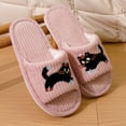 thumbnail image 1 of XIMIN Kid Boys Girls Halloween Slippers Soft Sole Cute Spooky Slippers Black Cat Embroidery Open Toe Cozy Plush Shoes Slip On Footwear Indoor House Shoes, 1 of 7
