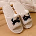 thumbnail image 1 of XIMIN Kid Boys Girls Halloween Slippers Soft Sole Cute Spooky Slippers Black Cat Embroidery Open Toe Cozy Plush Shoes Slip On Footwear Indoor House Shoes, 1 of 5