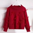 thumbnail image 1 of XIMIN Kid Girls Crewneck Solid Color Knit Cute Bow Slouchy Sweater Cute Tulle Long Sleeve Stretchy Thicken Casual Pullover Fall Winter Shirts, 1 of 5
