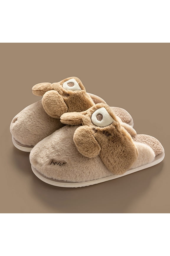 Kid Girls Cute Rabbit Fuzzy Slippers Kawaii Plush Bunny Shoes Long Ear Fluffy Plush Slippers Winter Warm Wear Home Cozy Furry Soft Stuff Shoes Home Slippers