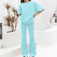 thumbnail image 1 of XIMIN Kid Girls Outfit Short Sleeve T Shirts Solid Color Raw Hem Oversized Tops Casual Crewneck Basic Tees and High Waisted Flare Leggings Bottom Pants, 1 of 3