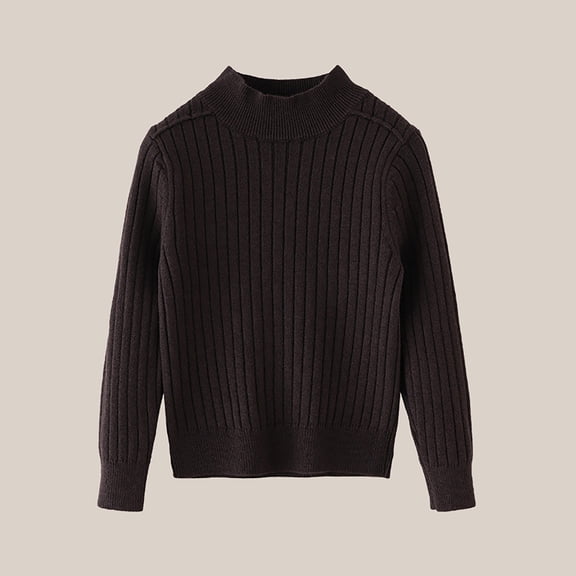 XIMIN Kid Girls Ribbed Turtleneck Sweater Solid Color Long Sleeve Soft Cozy Ribbed Kintted Basic Cropped Pullover Kids Casual Daily Basic Tops