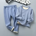 thumbnail image 1 of XIMIN Kids 2-Piece Striped Thermal Underwear Nightgown for Kids Boys Girls Soft Cotton Base Layer Long Johns Set Pajamas Top+Leggings Winter Outfit, 1 of 3