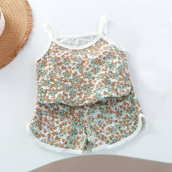 XIMIN Kids Baby Girls Vest Cotton Vest Shorts Two Vest Home Set 12 Month Old Girl Clothes Cute Toddler Outfits Spring and Summer Outdoor Sets (3-4 Years, B)