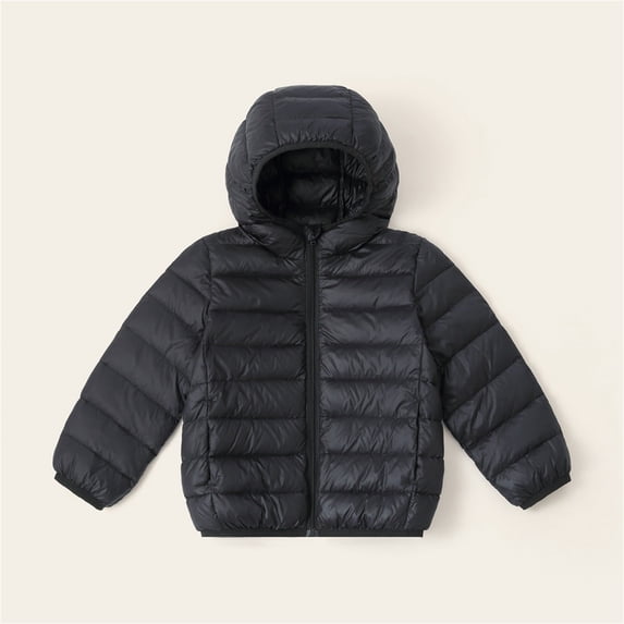 XIMIN Kids Boy Girl Winter Warm Hooded Puffer Jacket Lightweight Padded Outerwear Zipper Packable Windproof Down Coat with Hood Casual Outerwear