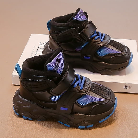 XIMIN Kids Boys Girls Fleece Insulated High-Top Nonslip Sneakers Snow Boots Lightweight Waterproot Athletic Sports Running Anti-Slip Outsole for Winter Days