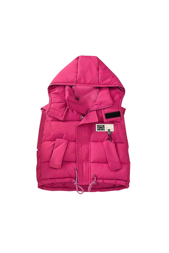 Kids Boys Girls Hooded Puffer Vest Sleeveless Padded Jackets Water Resistant Down Vest Coat Zip Up Lightweight Quilted Gilet with Pockets Winter Warm Outwear