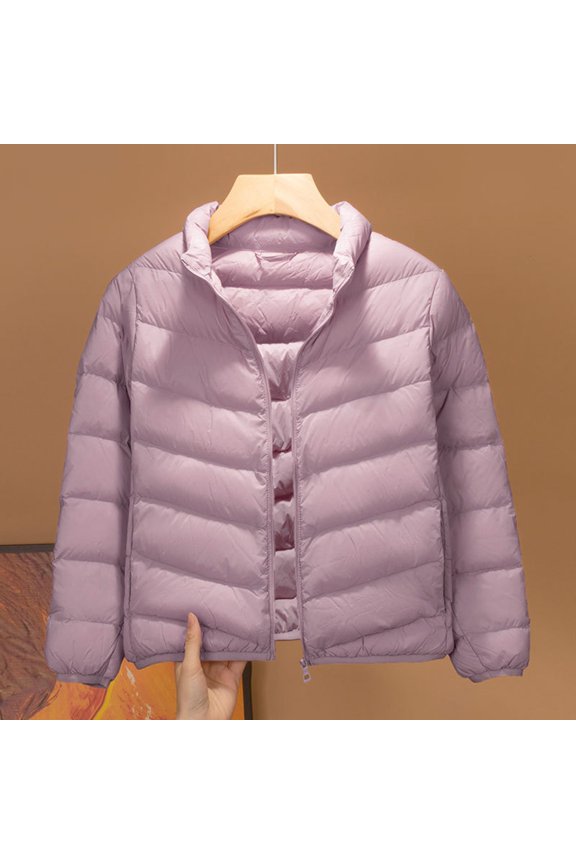 Kids Boys Girls Lightweight Solid Color Puffer Jackets Quilted Insulated Zip up Mock Neck Down Coats Packable Outerwear Soft Winter Warm Thick Outwear